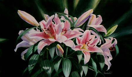 Crown of Lilies  12 x 19 inch  Watercolor